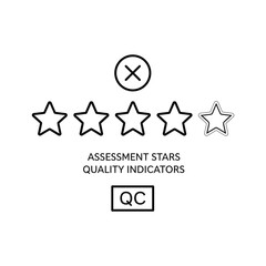 Illustration of assessment stars with a cross mark, representing quality control and indicators isolated on