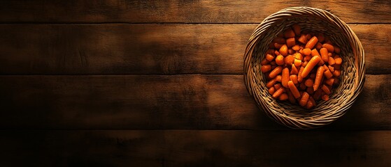 Nutritious carrots on rustic wooden plate