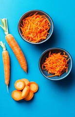 Vibrant Carrot Bowls Displayed from Above