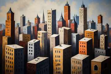 Fototapeta premium Ville américaine, peinture