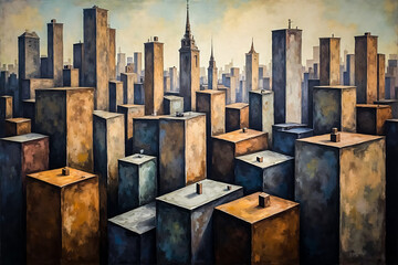 Fototapeta premium Ville américaine, peinture