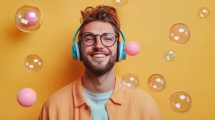 Video A person enjoying music on the go, suitable for use in scenes related to technology, entertainment, or daily life
