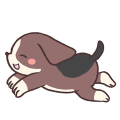 笑顔のビーグル犬が走るイラスト