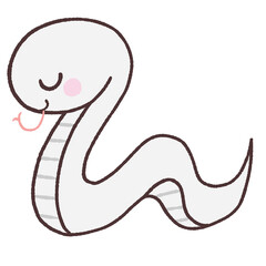 Fototapeta premium 舌を出す白い蛇のイラスト