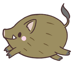 走るイノシシのイラスト