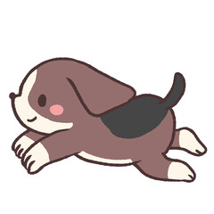 走るビーグル犬のイラスト