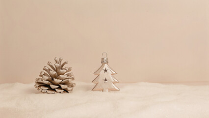 christmas ornaments on snow