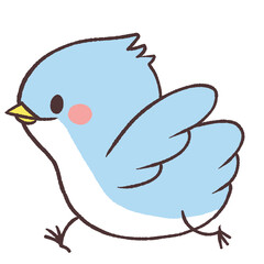 青い鳥が走るイラスト