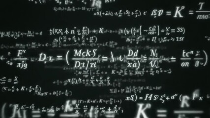 Green Screen camera flies through math formulas on background calculations functions equations matrix made up of abstract cognitive process concept seamless loop greenscreen chromakey scene 4 with - Powered by Adobe