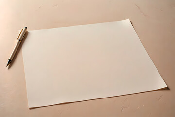 Blank Paper On Desk With Pen — Simple Studio Stationery For Office, Writing, And Planning