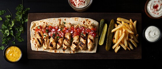 Succulent Chicken Kebab and Flatbread Platter