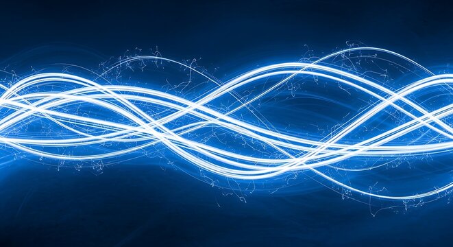 Abstract glowing blue lines on dark background illustrating energy flow