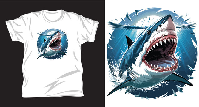 shark graphic vector t shirt design print.
