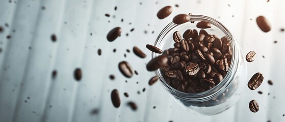 Elegant Coffee Beans Spilling From Glass