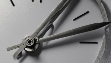 Close-up of a classic analog clock face with hands showing the passage of time in a monochrome setting.