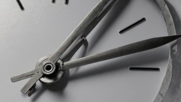 Close-up of a classic analog clock face with hands showing the passage of time in a monochrome setting. - Powered by Adobe