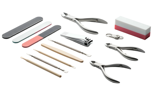 Manicure set including clippers, files, buffers, sticks, and cuticle tools