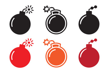 Bomb vector icons, set of bomb icon silhouette vector art illustration