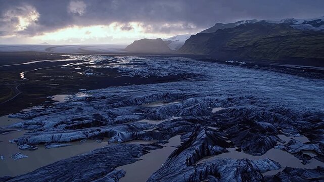 Glacial landscape with ice and water