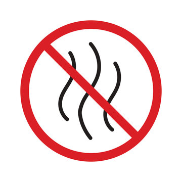 Prohibition sign indicating no smell or odor, clean and fresh concept editable stroke outline icon isolated on white background flat vector illustration. Pixel perfect. 64 x 64.