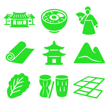 vector isolated green color jeollabuk-do traditional cultural symbols