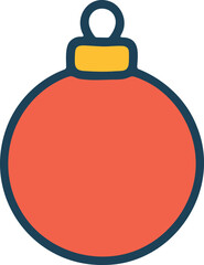 Simple Christmas ball ornament icon in flat colorful outline style