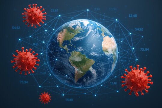 Global Pandemic Concept: Coronavirus Outbreak Threatening the World, Depicting Disease Spread and Impact with Global Connectivity - Powered by Adobe