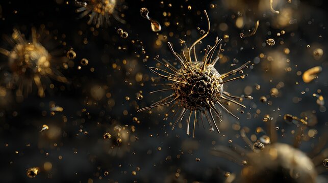 Close Up View of Microscopic Organisms Against a Dark Background