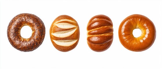 Assorted breads from above with baguette