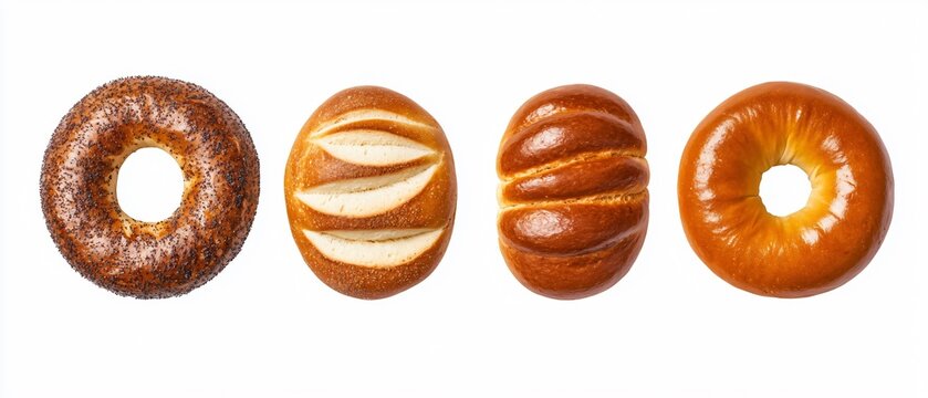 Assorted breads from above with baguette - Powered by Adobe