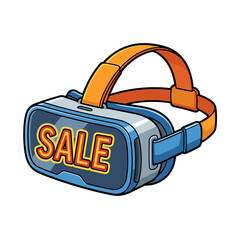 Vector illustration of a VR headset with Sale text on the lens