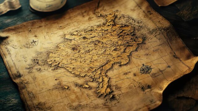 Video A paper map showing a route or path