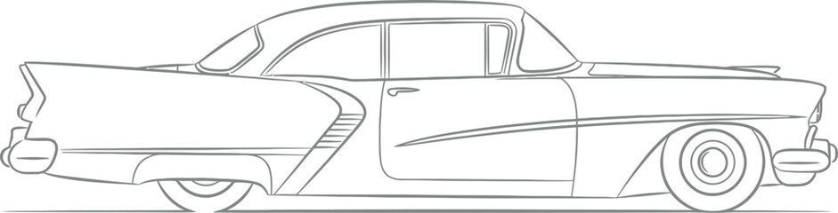 Classic car line art illustration of vintage vehicle on a white background © Murshid