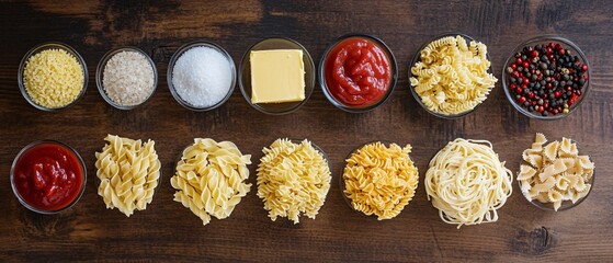 Assorted ziti and rotini pasta varieties