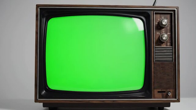 Retro Tech Screen Transition Effect with old tv turning on green for video masking distortion, overlay, glitch, static noise, scan lines black background, 4k animated loop