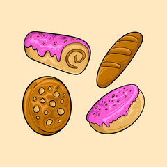 Cute Hand-Drawn Pastry and Bread Collection