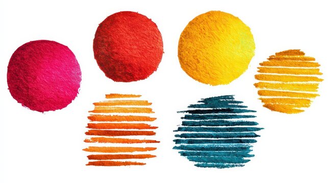 Abstract Colorful Spheres And Sliced Shapes On White Background