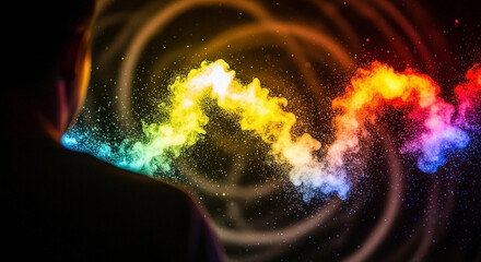 Obraz premium Colorful breath of imagination emitting vibrant energy on a dark canvas