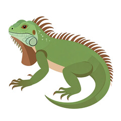 Obraz premium Green iguana reptile illustration with spiky dorsal crests.
