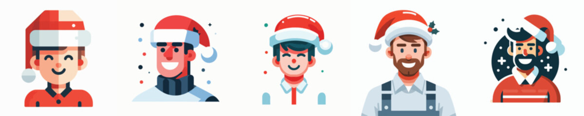 A Man Christmas Hat Vector Illustration