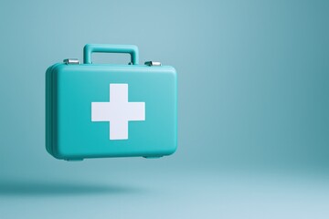 Obraz premium Medical First Aid Kit in Blue Hard Case for Emergency and Healthcare Preparedness