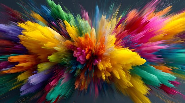 Vibrant Color Explosion Abstract Art with Bright Multicolor Powder Burst