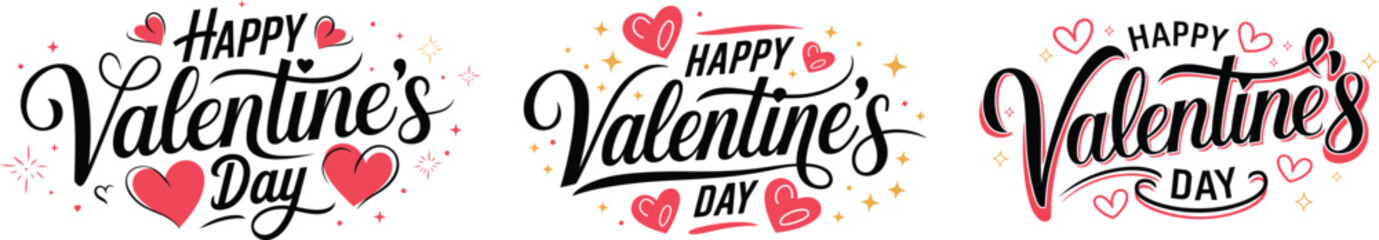 Happy Valentine's Day creative text, typography, poster, banner or greeting card vector illustration
