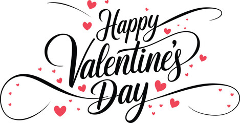 Happy Valentine’s Day handwritten calligraphy text with heart of valentines day, lettering, flyers, invitation, posters, brochure, banner, greeting card, vector illustration