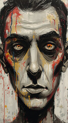 Abstract Expressionist Portrait with Vibrant Brushstrokes