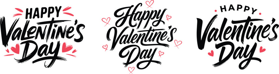 Happy Valentine's day hand drawn typography banner design, vector illustration