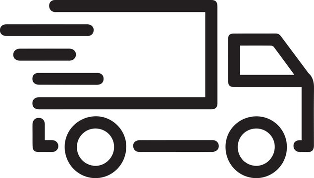 Fast delivery truck icon for logistics solutions, express shipping and transportation services, symbolizing efficiency and speed for moving goods and freight