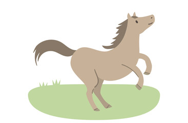 立ち上がって見上げる馬のイラスト