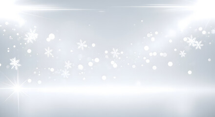 Elegant winter wonderland background with sparkling snowflakes and soft light flares, creating a serene and festive abstract design for seasonal greetings and events