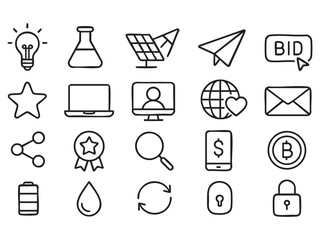 Phishing, Reject web and Search file line icons pack. Share, Message, Paper plane icons. Online survey, Idea, Loyalty program web icon. Vector 
